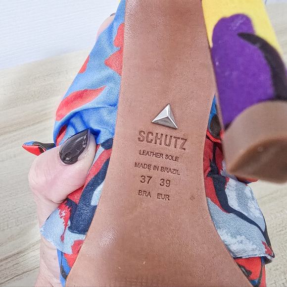 Schutz X Adriana Lima Floral Satin Twist Knot Mule Sandals Size 39/9 - Picture 6 of 10